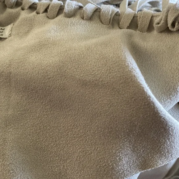 Zara Trafaluc Party Top Suede Off White Fringe Haltered Medium Pre Owned EC - Picture 12 of 13